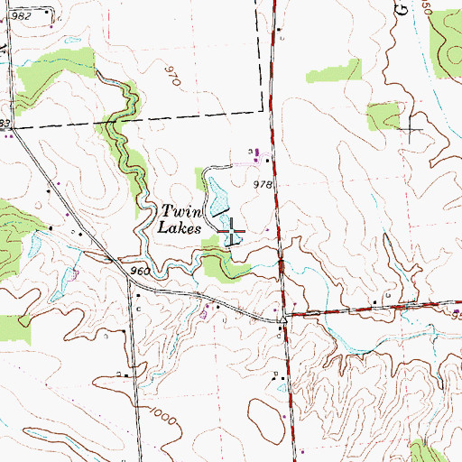Topographic Map of Twin Lakes, OH