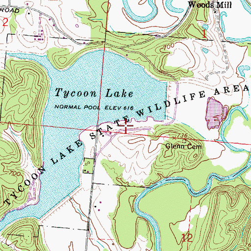 Topographic Map of Tycoon Lake State Wildlife Area, OH