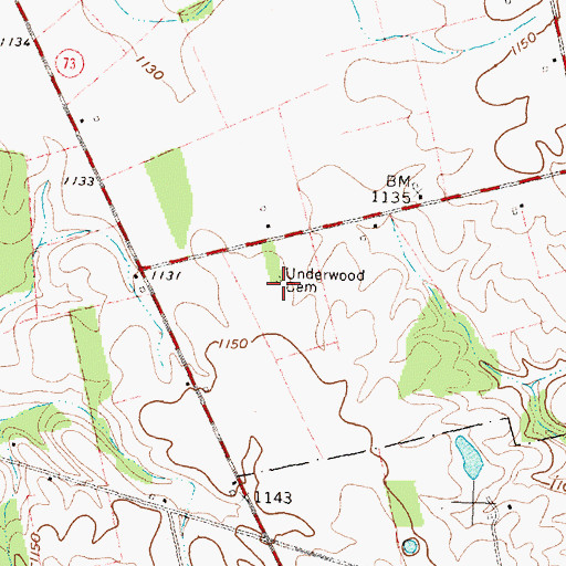 Topographic Map of Underwood Cemetery, OH