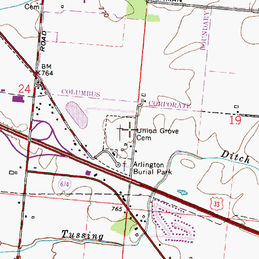 Topographic Map of Union Grove Cemetery, OH