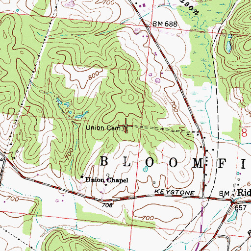 Topographic Map of Union Cemetery, OH