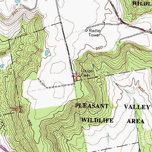 Topographic Map of Union Cemetery, OH