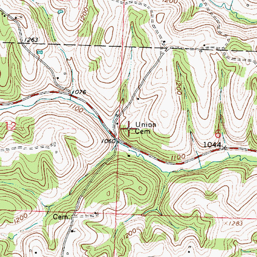 Topographic Map of Union Cemetery, OH