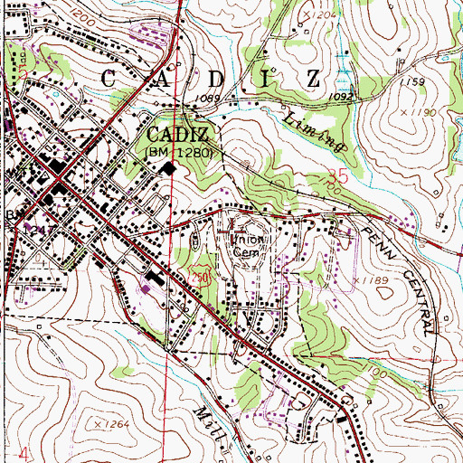 Topographic Map of Union Cemetery, OH