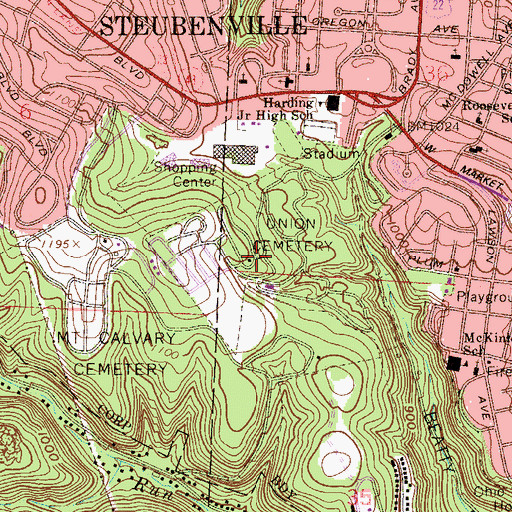Topographic Map of Union Cemetery, OH
