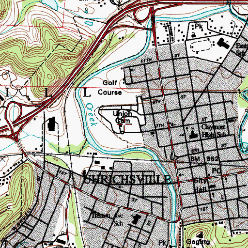 Topographic Map of Union Cemetery, OH