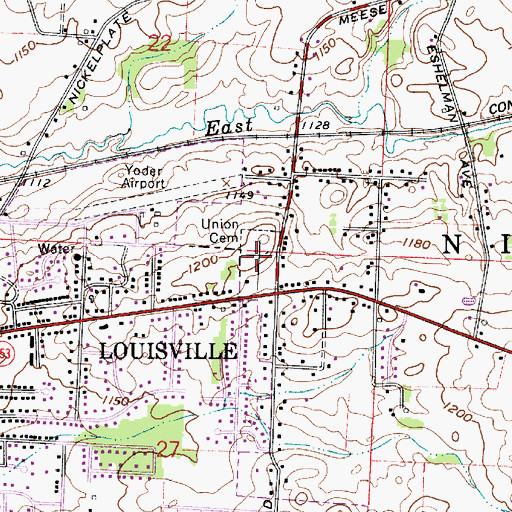 Topographic Map of Union Cemetery, OH
