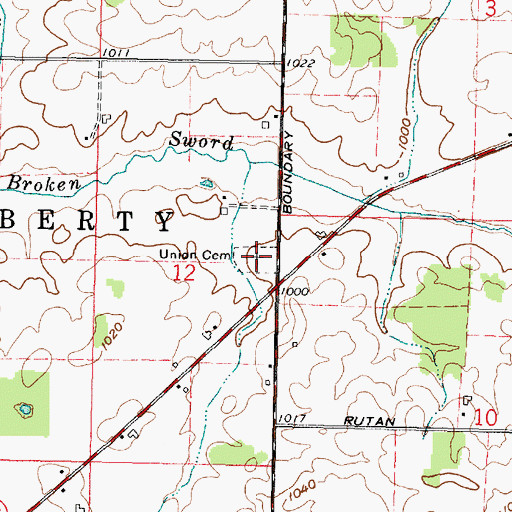 Topographic Map of Union Cemetery, OH