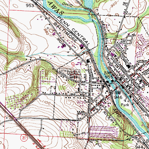 Topographic Map of Union Cemetery, OH