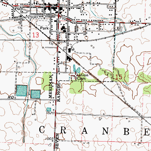 Topographic Map of Union Cemetery, OH