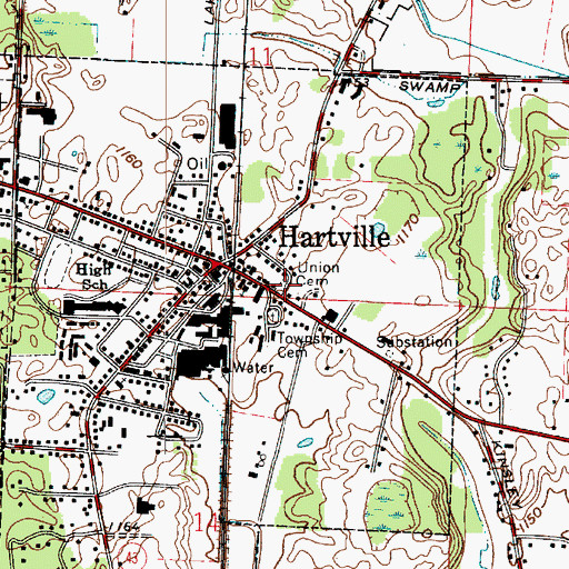 Topographic Map of Union Cemetery, OH