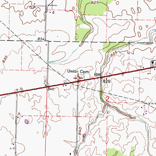 Topographic Map of Union Cemetery, OH