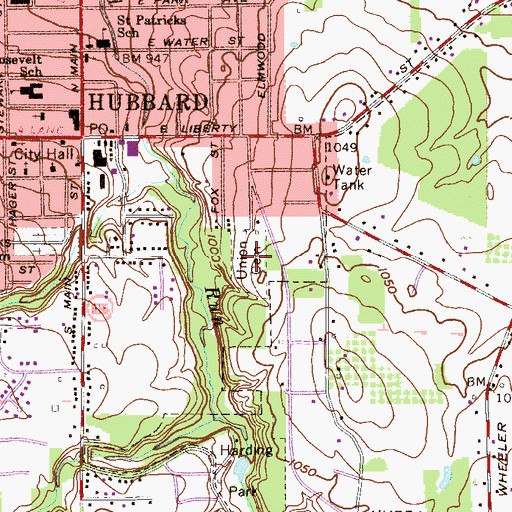 Topographic Map of Union Cemetery, OH