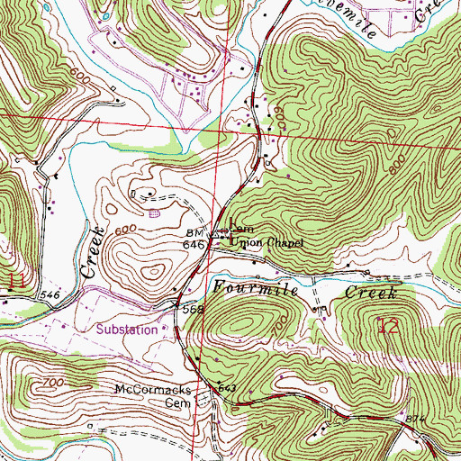 Topographic Map of Union Chapel, OH