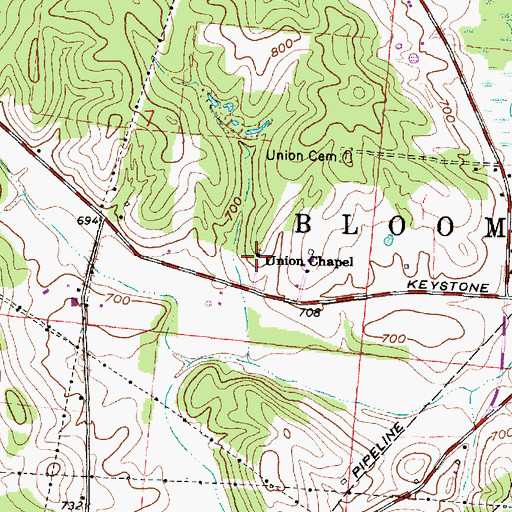 Topographic Map of Union Chapel, OH