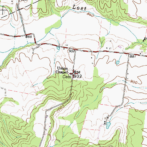 Topographic Map of Union Chapel, OH