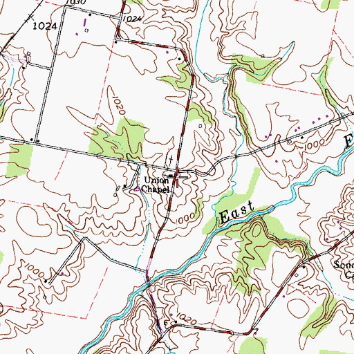 Topographic Map of Union Chapel, OH