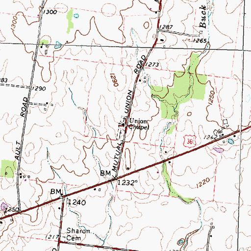 Topographic Map of Union Chapel, OH