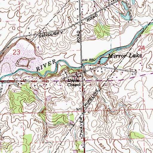 Topographic Map of Union Chapel, OH