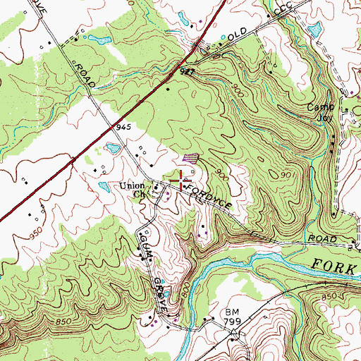 Topographic Map of Union Church, OH