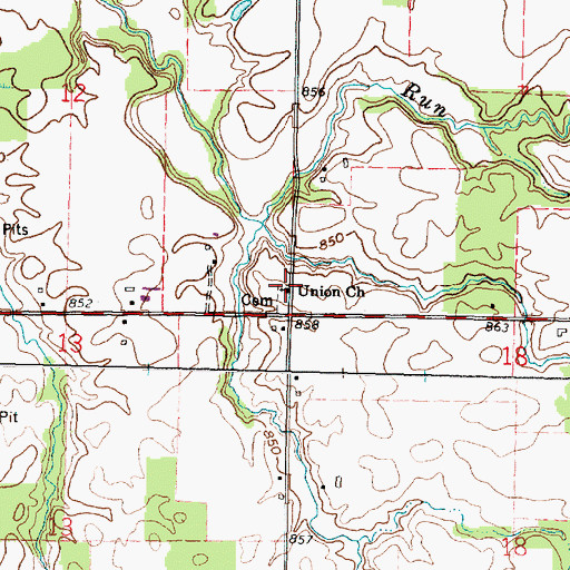 Topographic Map of Union Church, OH