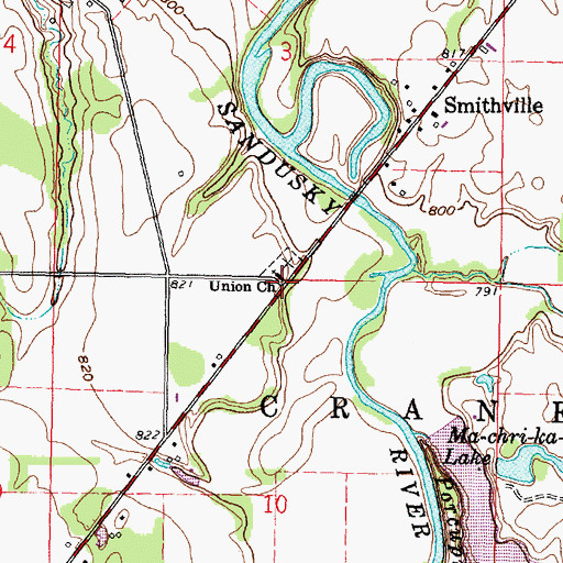 Topographic Map of Union Church, OH