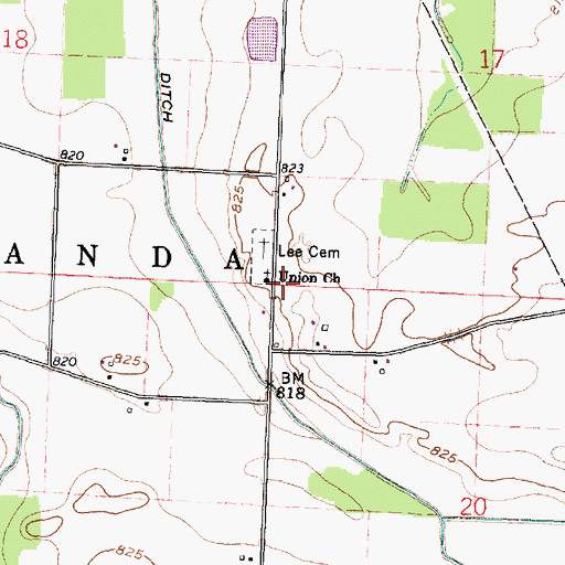 Topographic Map of Union Church, OH