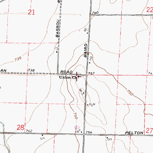 Topographic Map of Union Church, OH