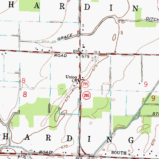 Topographic Map of Union Church, OH