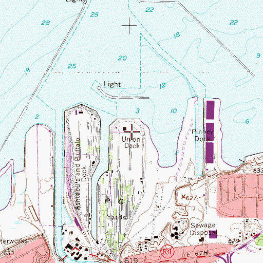 Topographic Map of Union Dock, OH