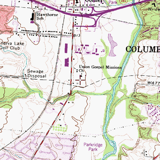 Topographic Map of Union Gospel Missions Church (historical), OH