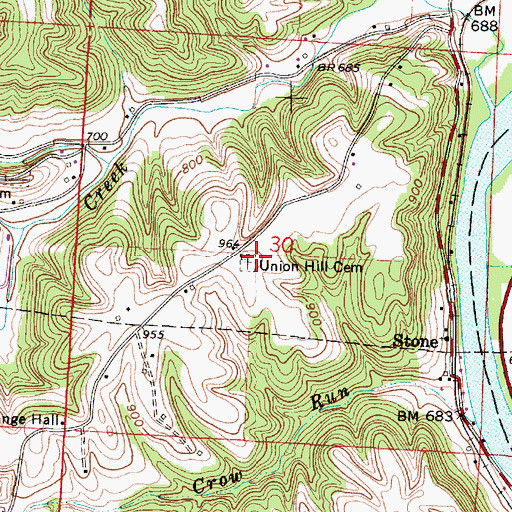 Topographic Map of Union Hill Cemetery, OH