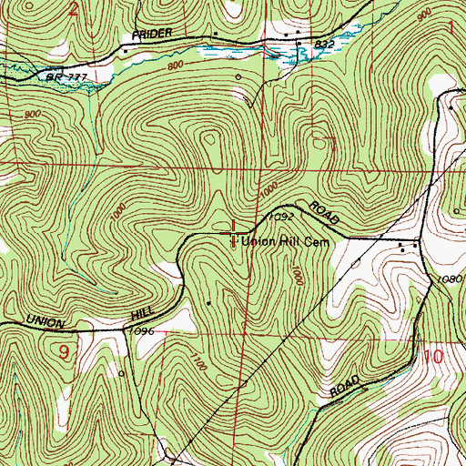 Topographic Map of Union Hill Cemetery, OH