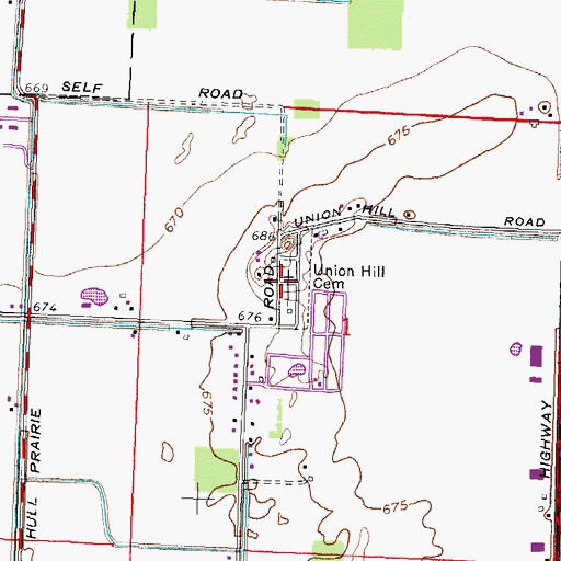Topographic Map of Union Hill Cemetery, OH