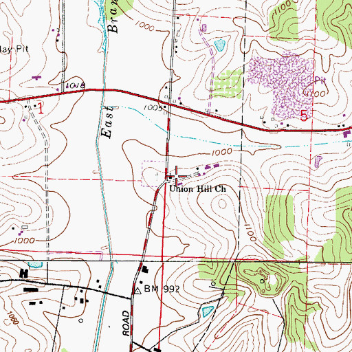 Topographic Map of Union Hill United Methodist Church, OH