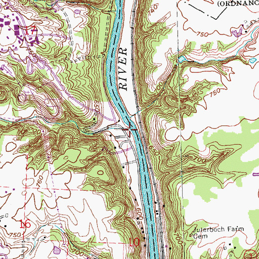 Topographic Map of Union Run, OH