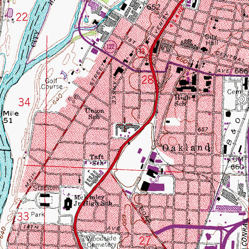 Topographic Map of Union School, OH