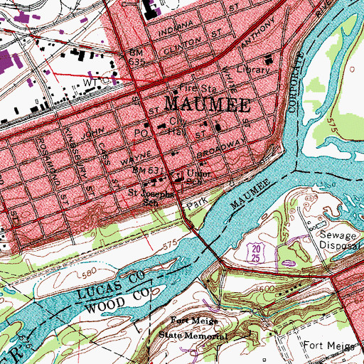Topographic Map of Union School, OH