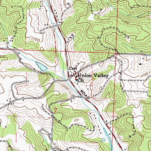 Topographic Map of Union Valley Church, OH