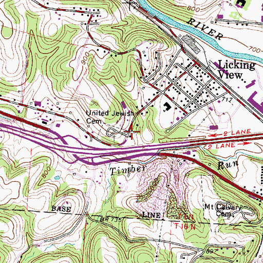 Topographic Map of United Jewish Cemetery, OH