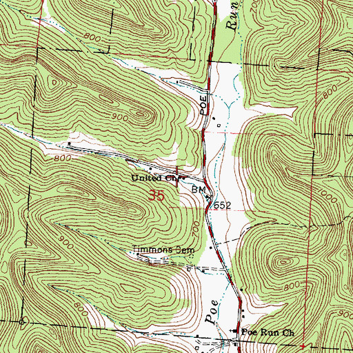 Topographic Map of United Church, OH