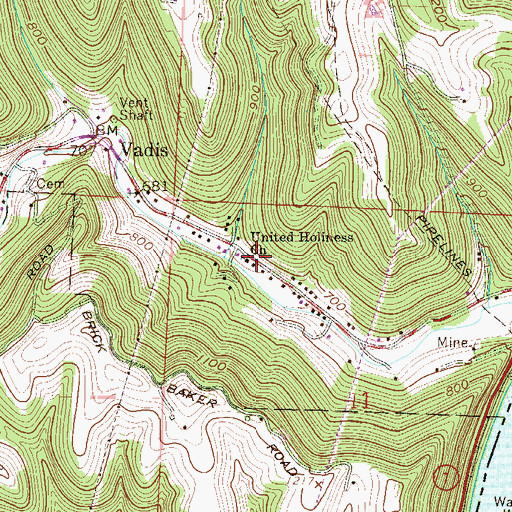 Topographic Map of United Holiness Church, OH