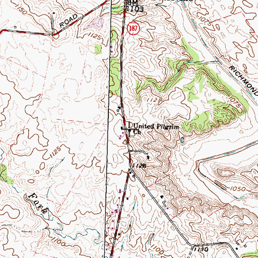 Topographic Map of United Pilgrim Church, OH