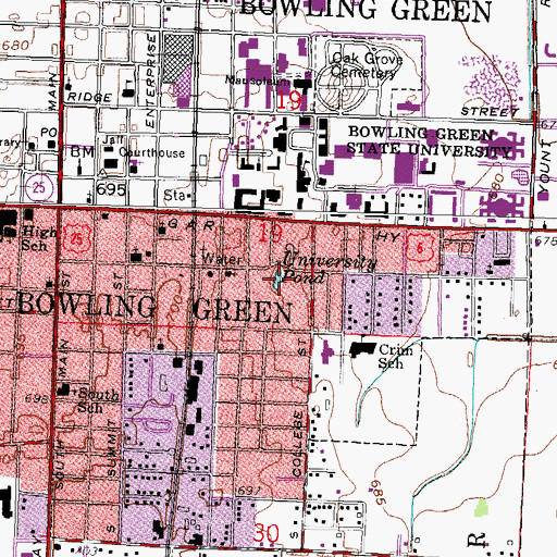 Topographic Map of University Pond, OH