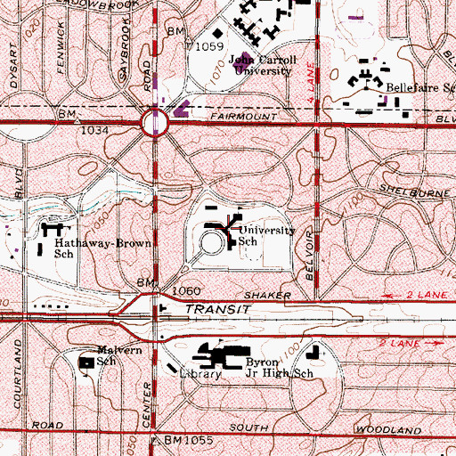 Topographic Map of University School Shaker Campus, OH