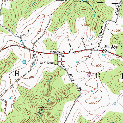 Topographic Map of Up Cemetery, OH