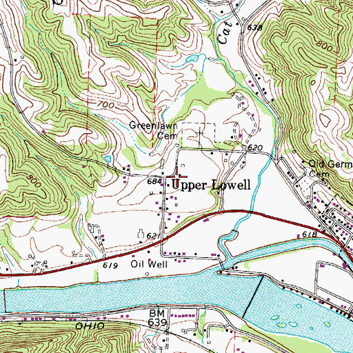Topographic Map of Upper Lowell, OH