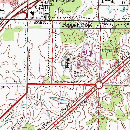 Topographic Map of Ursuline College, OH