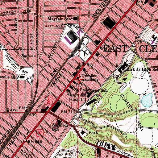 Topographic Map of Ursuline Academy, OH