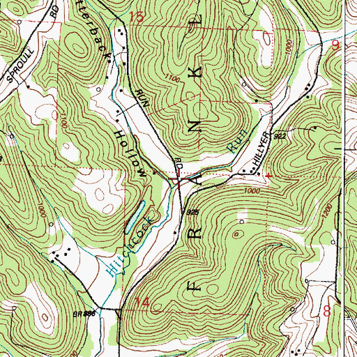 Topographic Map of Utterback Hollow, OH